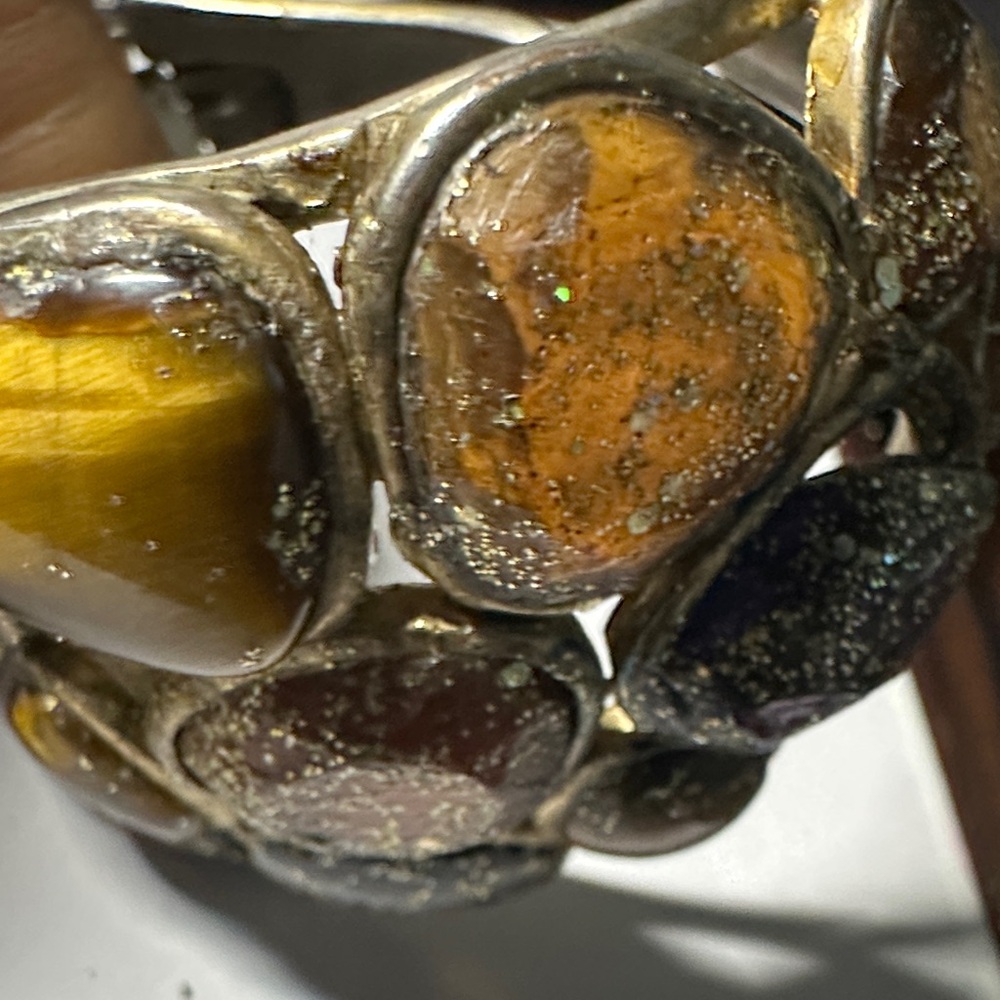 Tiger’s Eye Multi-Stone Statement Cuff Bracelet -… - image 7